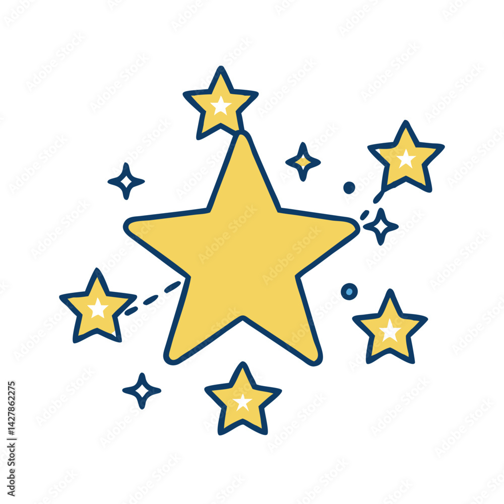 Fototapeta premium Star chart with bright yellow stars and cosmic elements 