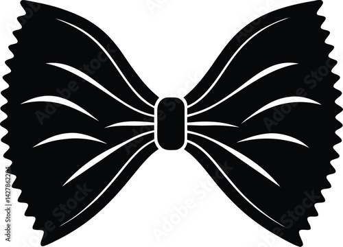 Farfalle Silhouette Vector - Simple Black Pasta Illustration