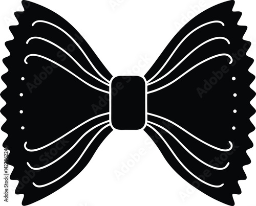 Farfalle Silhouette Vector - Simple Black Pasta Illustration