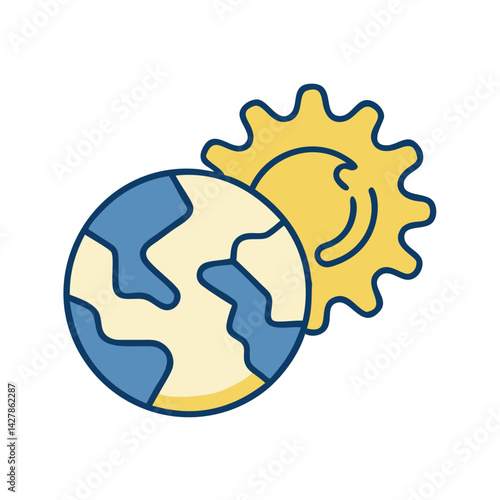 Icon of Earth and Sun Symbols Representing Terraforming Concept  