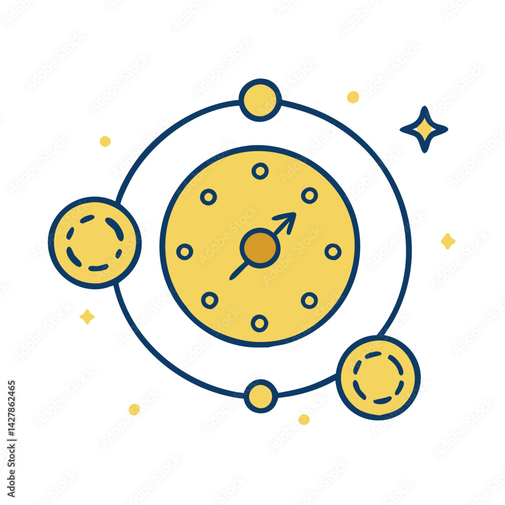 Fototapeta premium Cosmic Clock Icon Illustrating Time in Space 
