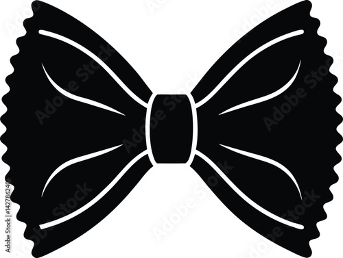 Farfalle Silhouette Vector - Simple Black Pasta Illustration