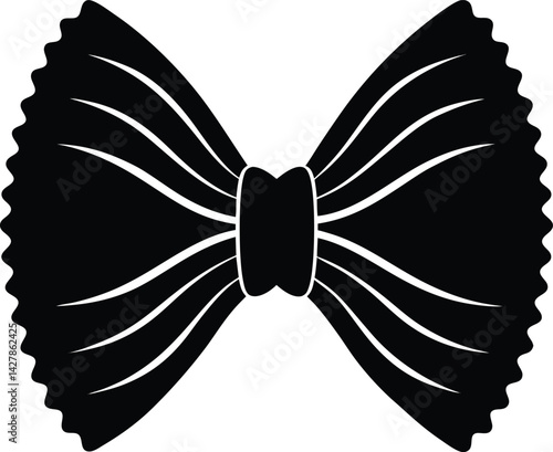 Farfalle Silhouette Vector - Simple Black Pasta Illustration