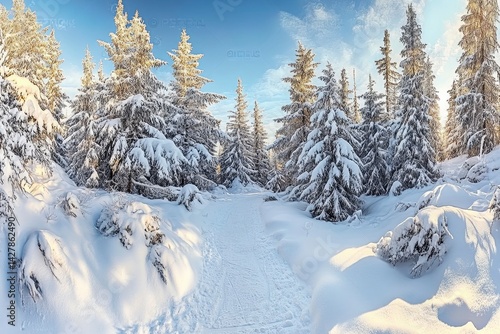 Wallpaper Mural Snow Covered Trees in Winter Forest Torontodigital.ca
