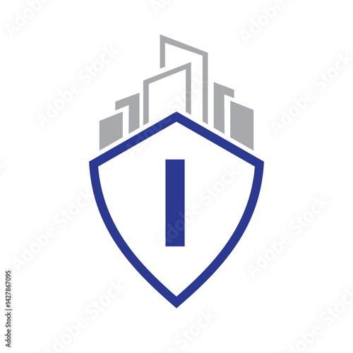 Free Download Real Estate Logo On Letter I Concept With Building and Shield Symbol Vector Template - GFXLoad
