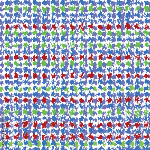 A distorted noisy texture in the form of colored spots forming horizontal rows.