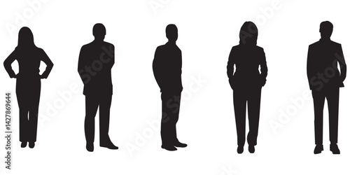 silhouettes of people working group of standing business people . 