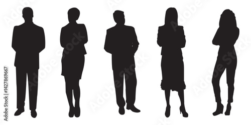 silhouettes of people working group of standing business people . 