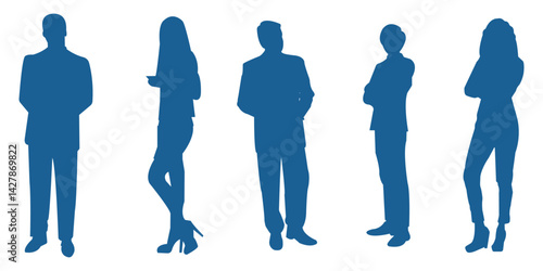 business man and business women standing silhouette . 