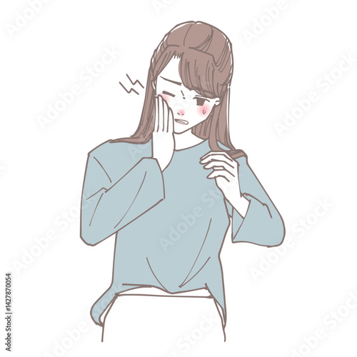 歯痛がしている女性のイラスト