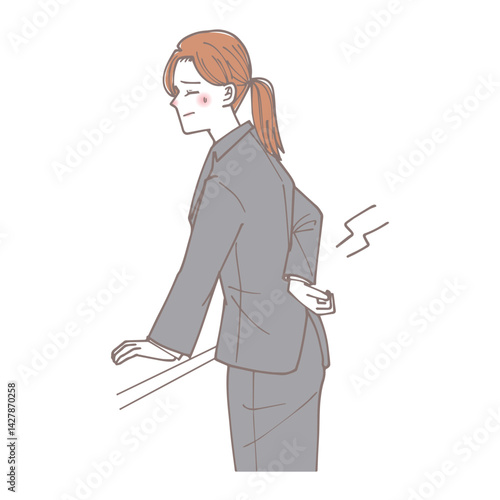 腰を抑えている女性のイラスト