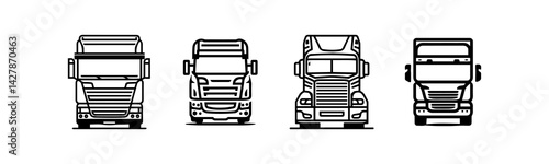Four distinct truck designs showcase diverse styles and features of modern trucks. Details highlight unique shapes and functions.
