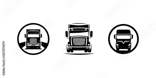 Stylized truck illustrations showcase various perspectives of freight vehicles emphasizing their significance