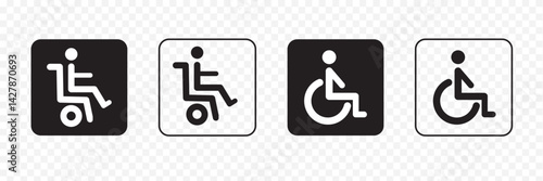 Wheelchair accessibility icon set  for disability support and public spaces  .  