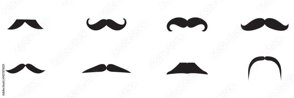 mustache pack collection in flat design . Moustache Silhouette, Set of mustache icon vector . mustache pack collection in flat design . Moustache Silhouette, Set of mustache icon vector .