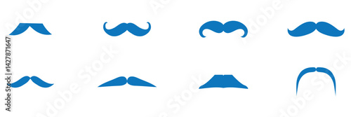 mustache pack collection in flat design . Moustache Silhouette, Set of mustache icon vector . 