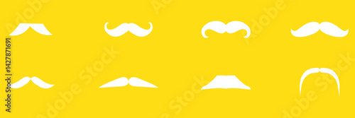 mustache pack collection in flat design . Moustache Silhouette, Set of mustache icon vector . 