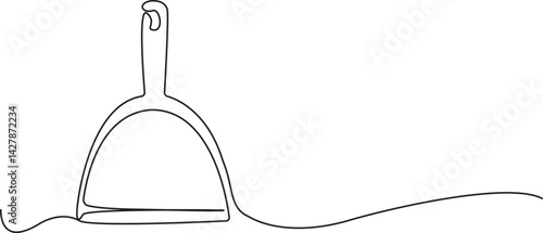 one line art dustpan vector. continuous one line dustpan simple hand drawn and sketch style. for icons, symbols, signs or logos, Cleaning dustpan and brush vector Illustration.