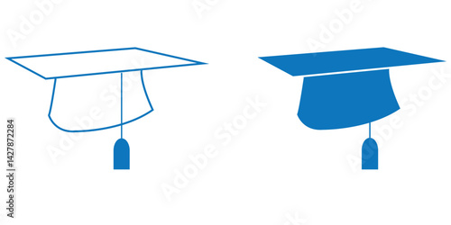 Graduation cap icon set. Line and glyph graduation hat.  Academic graduation cap icon .  