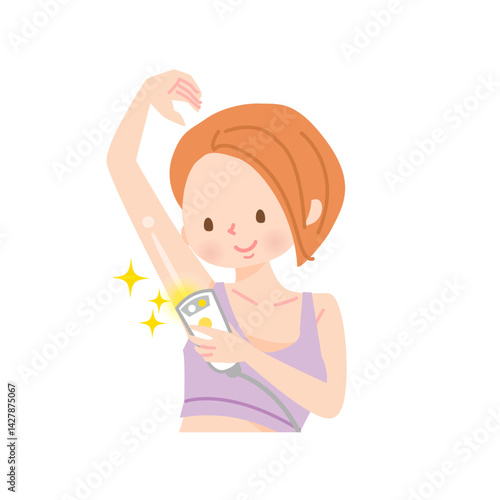 自分で脇毛を脱毛する女性