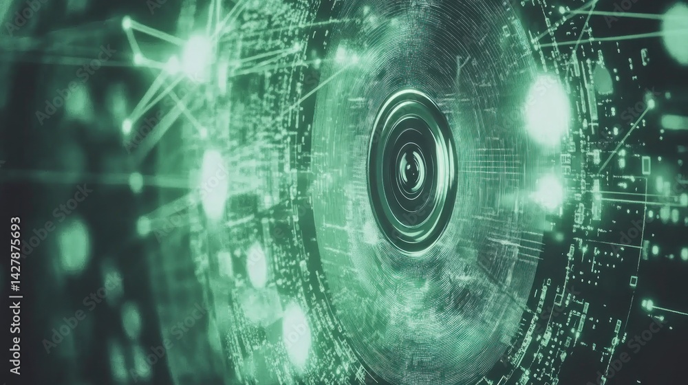 Obraz premium Global network surveillance system visualized through abstract technology.