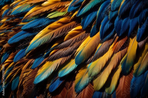 Wallpaper Mural Abstract background colorful of blue and gold bird feathers exotic natural Torontodigital.ca