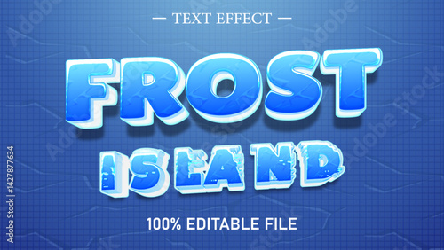 Frost island text style, editable text effect.