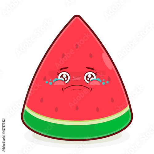 watermelon slice crying face cartoon cute