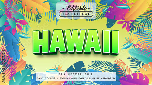 Hawaii text effect, editable text effect.