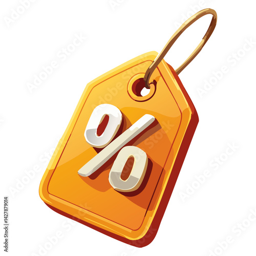 Tag label with percentage discount coupon online shopping icon 3d illustration background