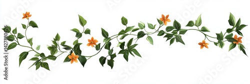 Wallpaper Mural Ornamental Vine Border with Orange Flowers Torontodigital.ca