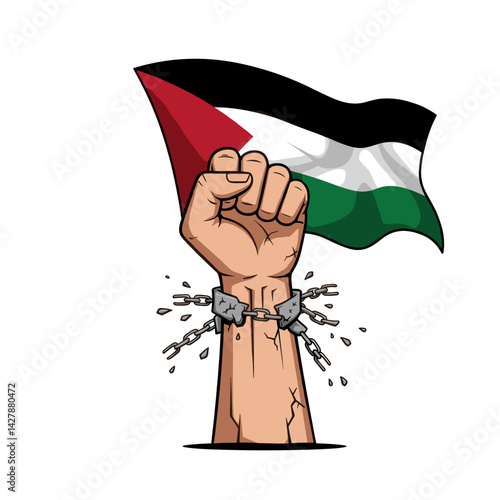 A raised fist holding the Palestinian flag, symbolizing resistance and solidarity