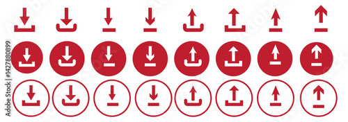 Download and upload icon. Download icon files. Software download icon . Web icon set . Icons collection. Vector illustration.