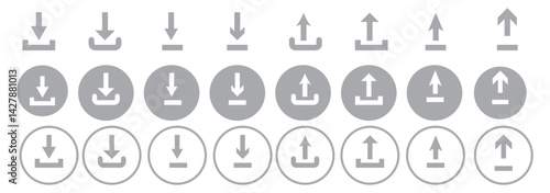 Download and upload icon. Download icon files. Software download icon . Web icon set . Icons collection. Vector illustration.