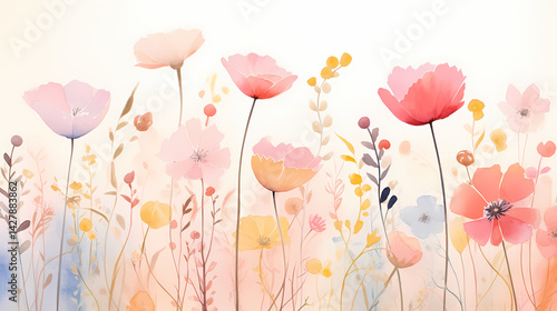Hand painted watercolor flowers illustration background poster decorative painting