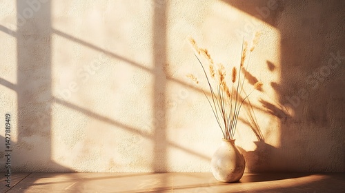 Cozy sunlit corner framed by a soft neutral wall