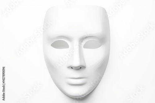 Theater or carnival concept - white mask on white background with copy space