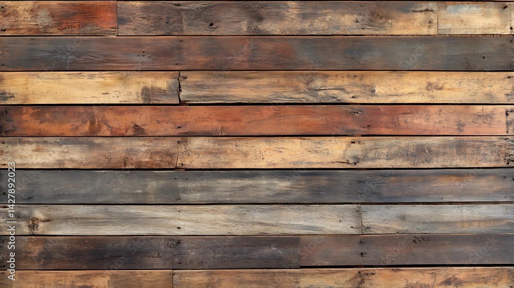 Naklejka premium Cozy wooden slat wall with a softly aged finish