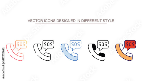 SOS Call icon design with white background stock illustration