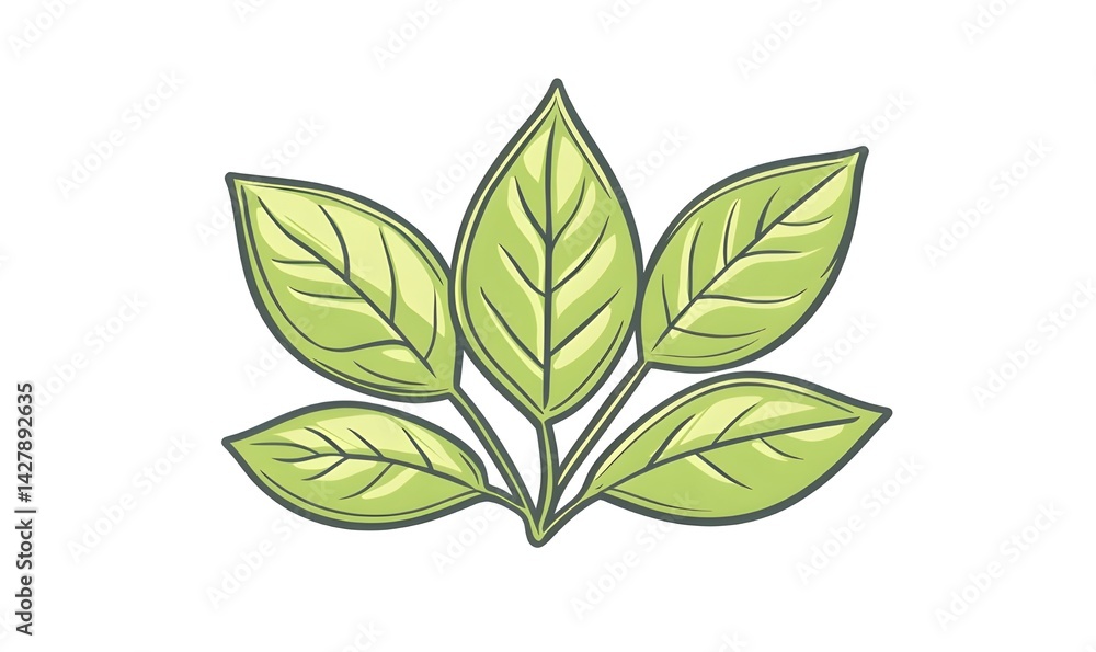 Naklejka premium Enhance Botanical Graphics with Bundle of Green Leaves Outline 2D Art for Eco Friendly Designs