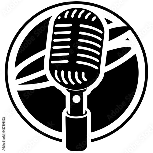Microphone Icon for Sound Capture and Audio Communication Vector Illustration