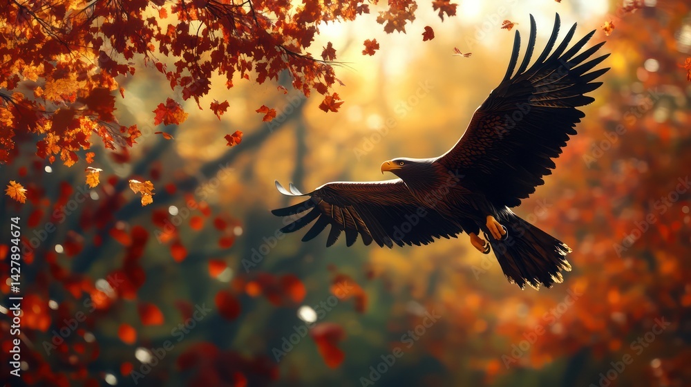 Obraz premium Autumn bird flight photography
