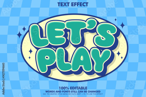 editable text effect let's play. pop art typography template design