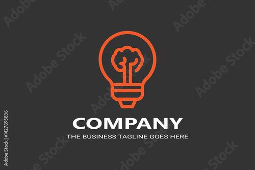 Brain on light logo concept