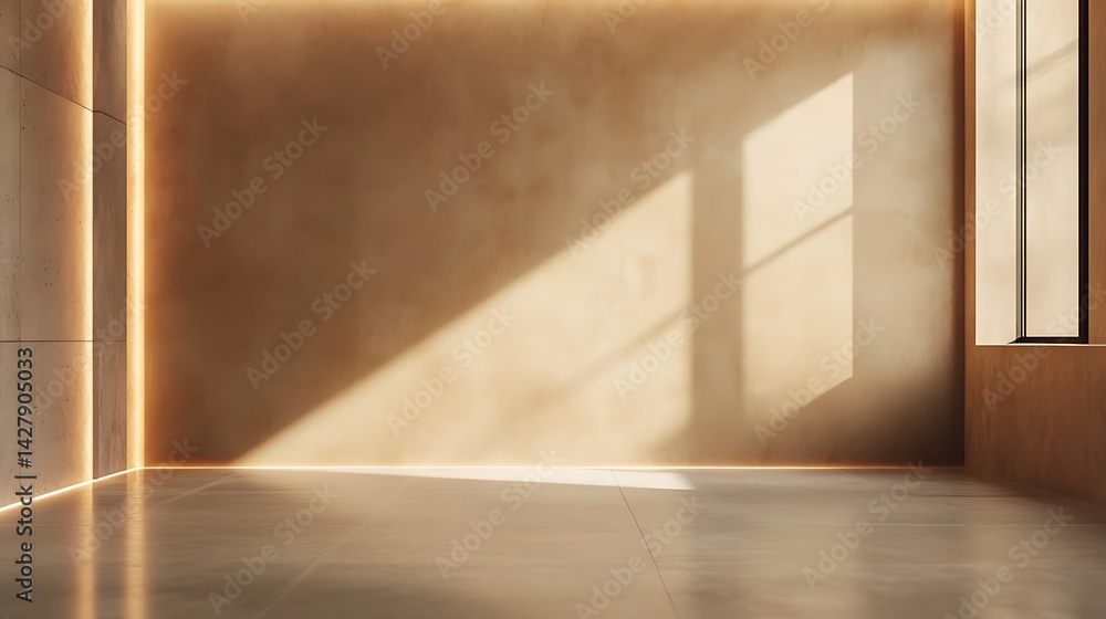 Fototapeta premium Minimalist warm brown-toned wall with soft light