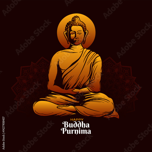 Happy Buddha Purnima Indian cultural festival celebration card