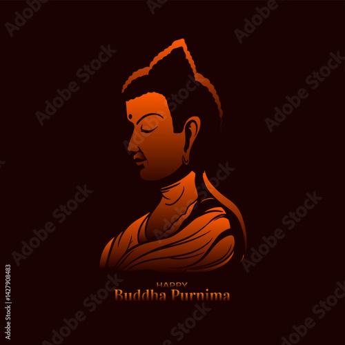 Happy Buddha Purnima Indian cultural festival card with Lord Buddha