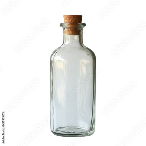 Wallpaper Mural Clear glass bottle with cork stopper mockup for liquid and potion design on transparent background Torontodigital.ca