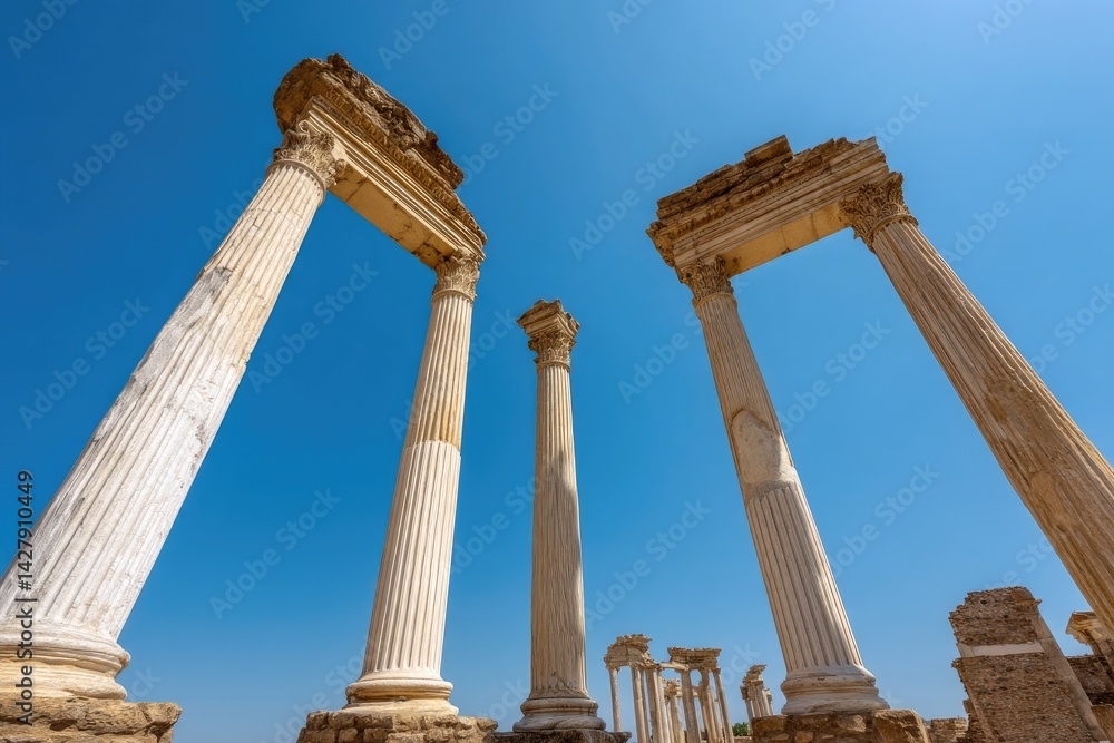 Fototapeta premium Ancient columns against a clear sky (5)