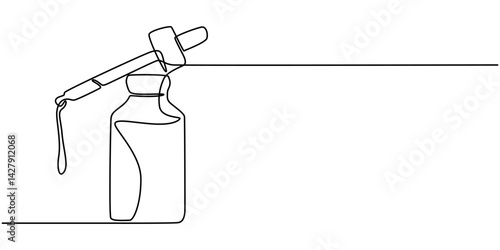 Continuous one line drawing of cosmetics bottle packaging set. Cosmetic bottles single line vector illustration. Editable line vector, Cosmetic bottle one line continuous. Cosmetic bottle  line art.